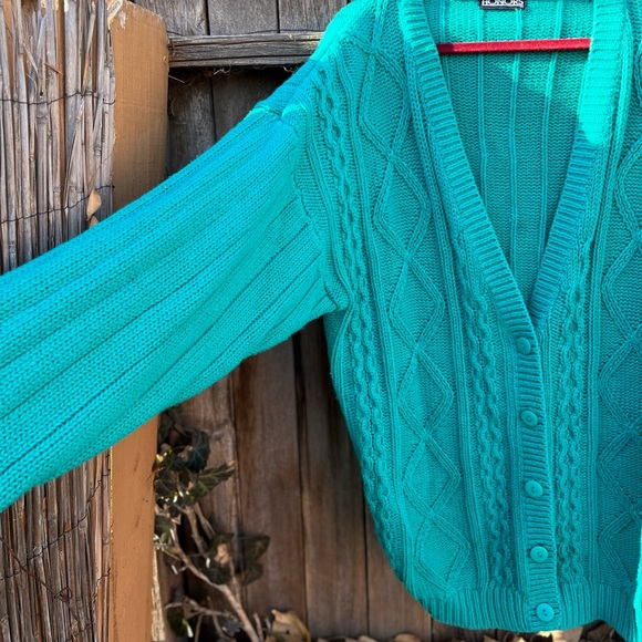 Honors Vintage 1990s Green Grandpa Cardigan Button Down Oversized Sweater XL/XXL - Picture 7 of 9